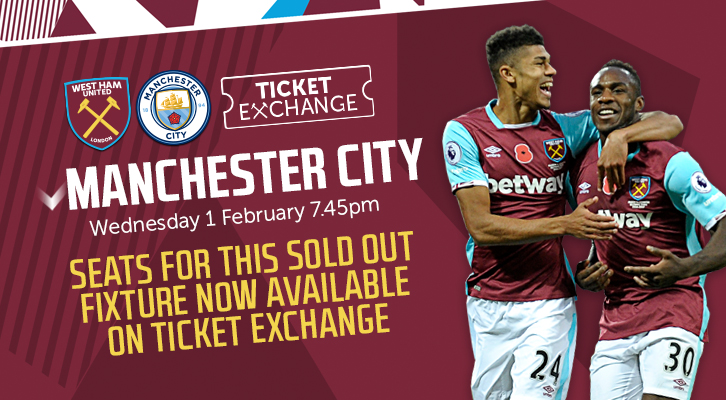 Man City tickets available on Ticket Exchange | West Ham United