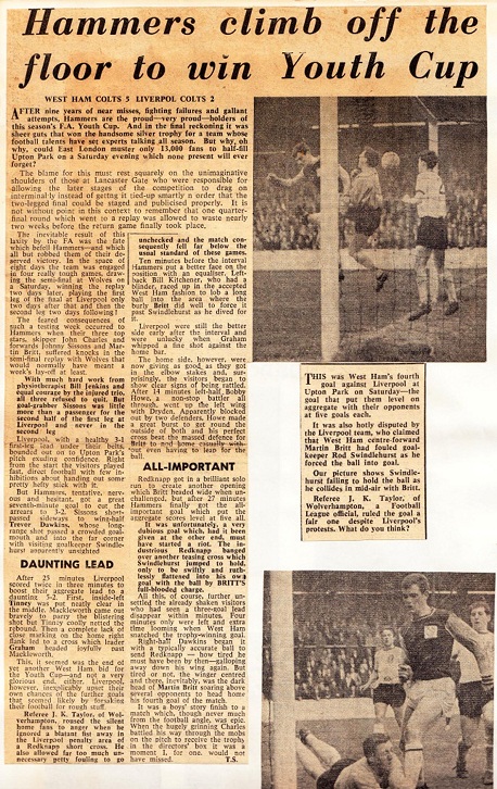 Hammers climb off the floor to win Youth Cup