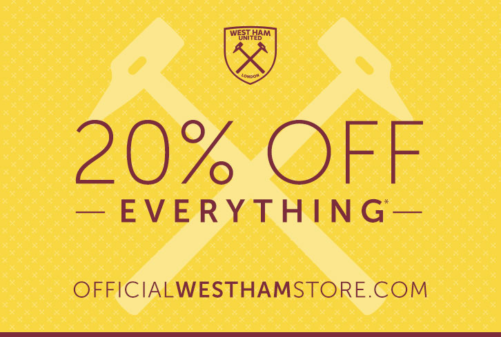 20 per cent off everything promo