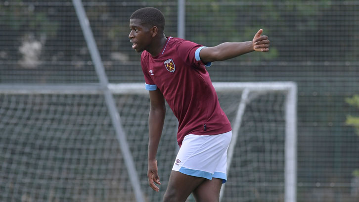 Ajibola Alese in pre-season action for West Ham United U18s