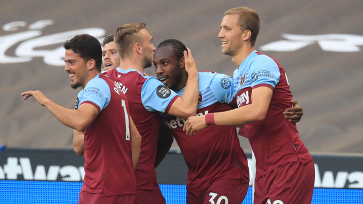 Michail Antonio celebrates scoring against Watford
