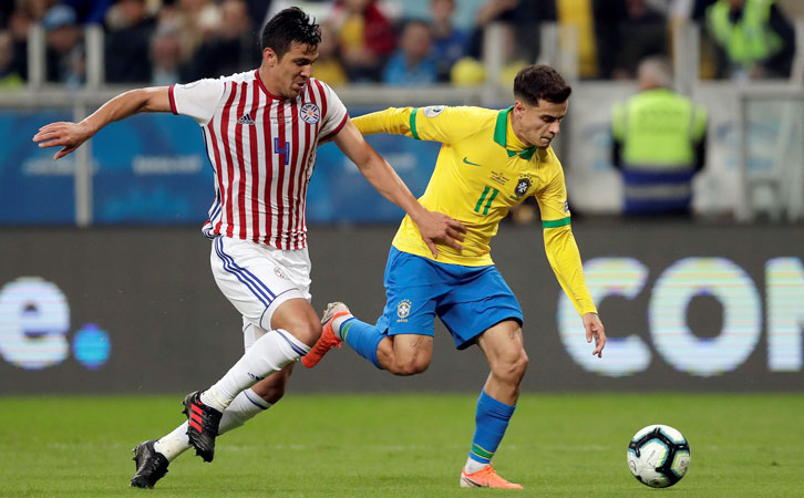 Fabian Balbuena in action for Paraguay