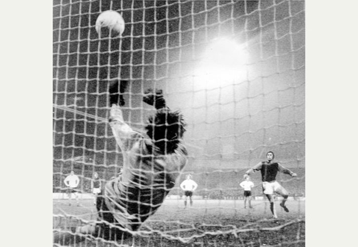 Gordon Banks makes his famous League Cup semi-final save from Geoff Hurst in 1972
