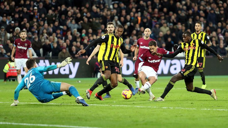 Chicharito missed two chances before being forced off with an injury