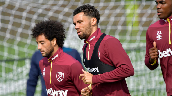 Ryan Fredericks in training at Rush Green during the international break