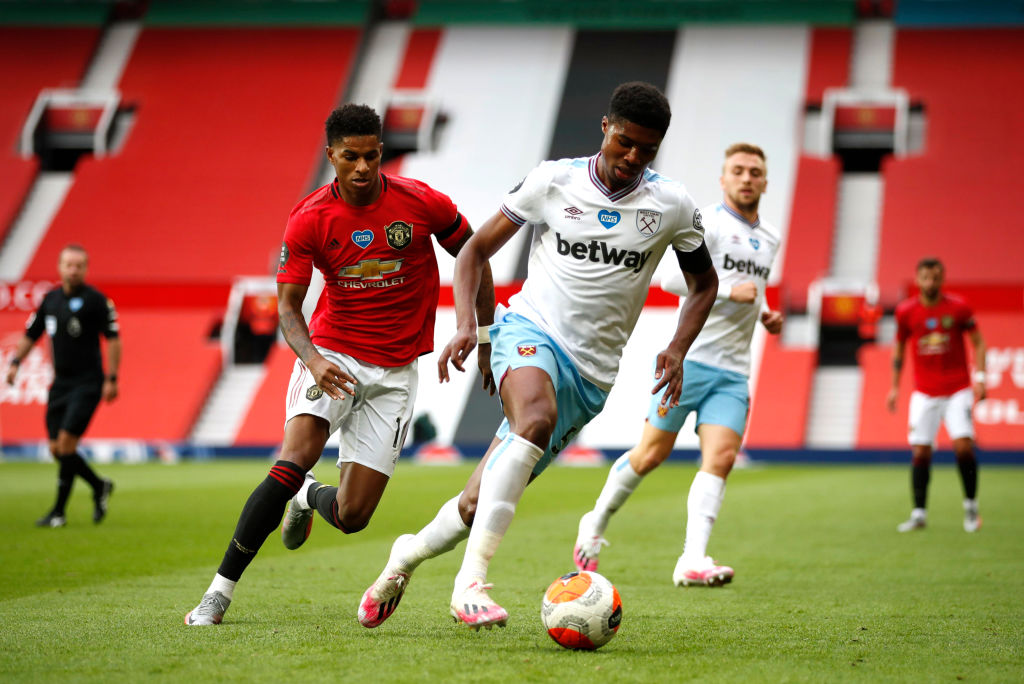 Ben Johnson and Jarrod Bowen in action at Old Trafford