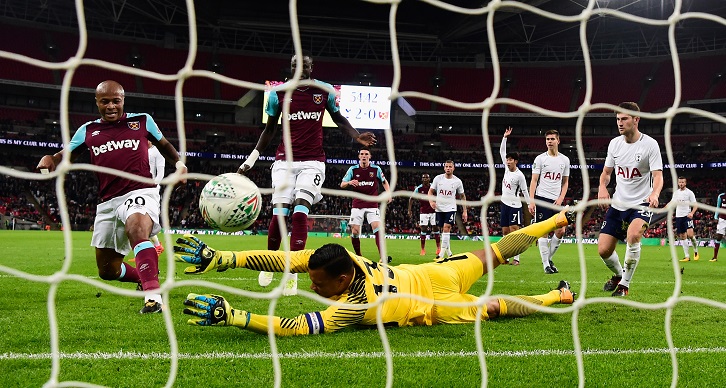 Andre Ayew stabs home his first goal at Wembley