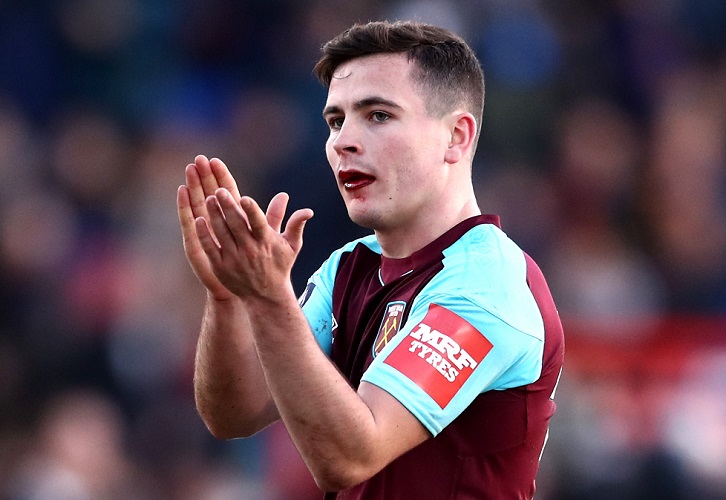 Josh Cullen applauds the supporters at Shrewsbury Town