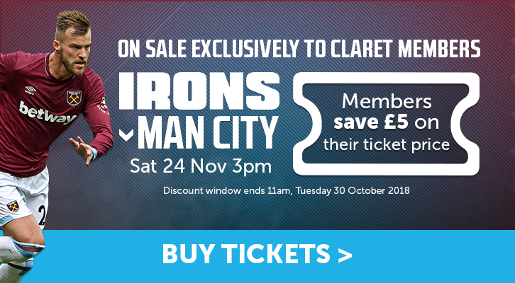 Be there for the Man City game - tickets on sale to Members now | West