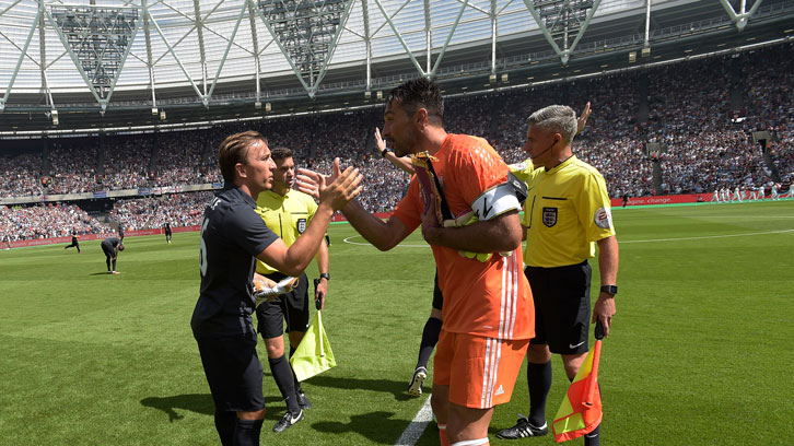 Mark Noble with Gianluigi Buffon