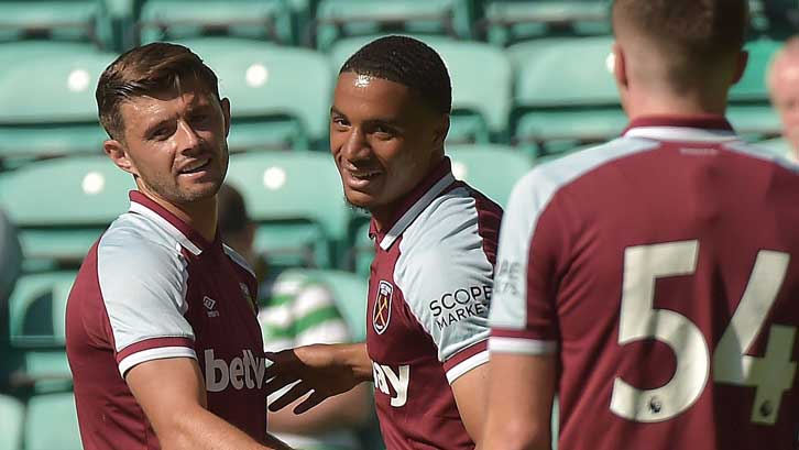 Armstrong Okoflex celebrates his goal with Aaron Cresswell