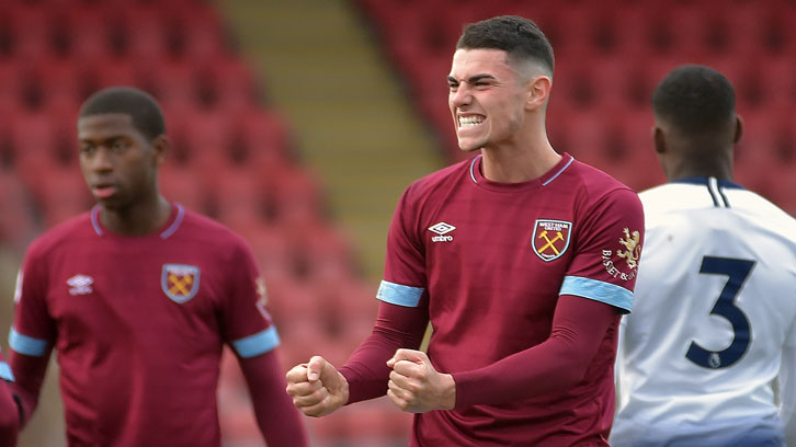 Joe Powell in action for West Ham United U21s