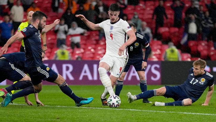 Declan Rice in action for England against Scotland