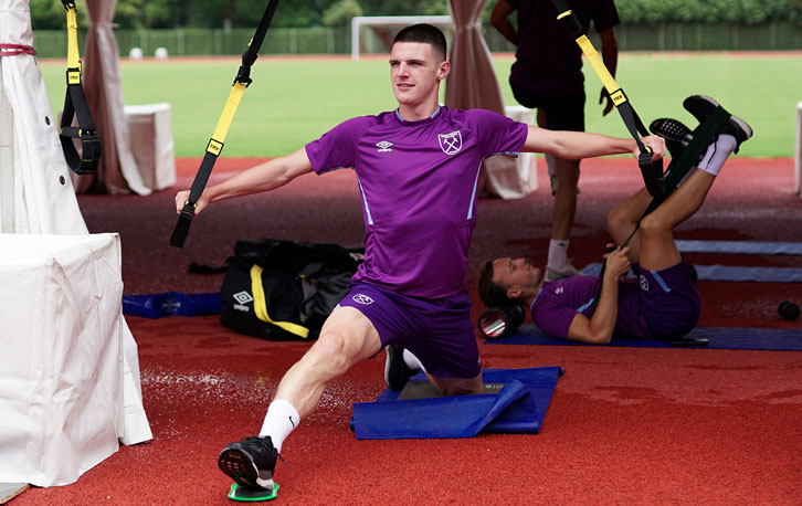 Declan Rice puts in the hard work during West Ham United preseason training