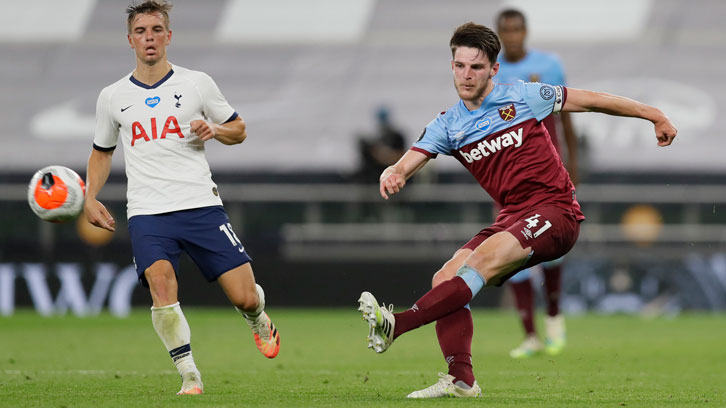 Declan Rice in action at Tottenham Hotspur