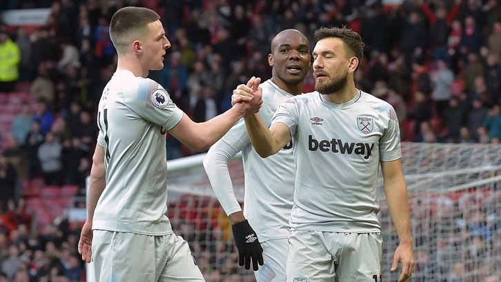Declan Rice and Robert Snodgrass high five