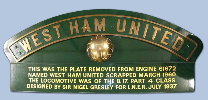 West Ham United train nameplate