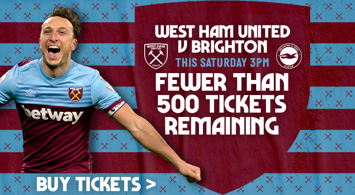 West Ham United v Brighton tickets