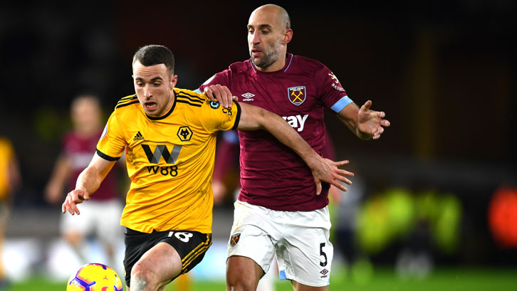 Pablo Zabaleta puts in a challenge at Molineux