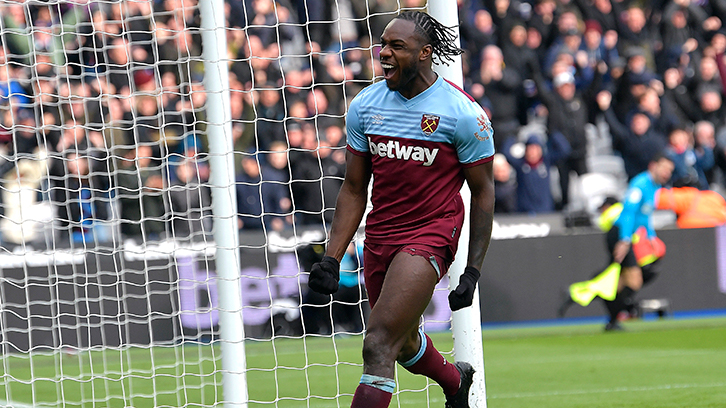 Michail Antonio celebrates against Southampton