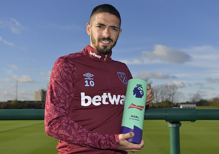Manuel Lanzini wins Budweiser Premier League Goal of the Month for